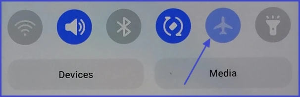 S20 airplane mode light blue color