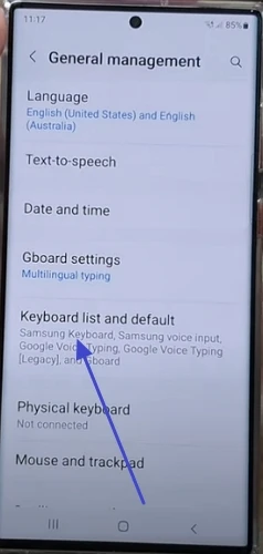 General management - keyboard list and default