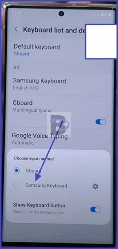 Choose default keyboard