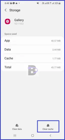 Clear gallery app cache