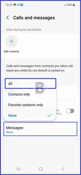 How to Fix Samsung S23 Message Notifications Not Working 7 Allow messages in Do Not Disturb settings