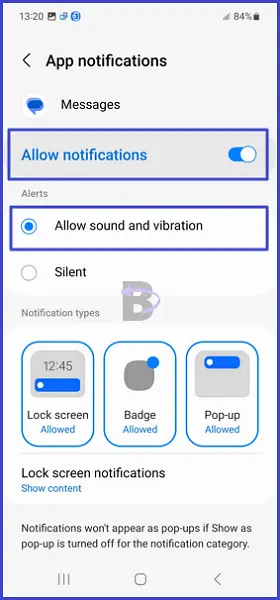 How to Fix Samsung S23 Message Notifications Not Working 8 Allow sound and vibration for messages app