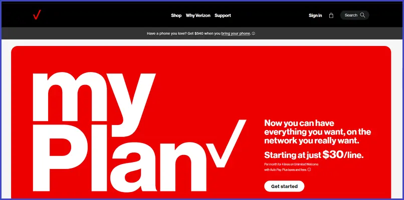 Verizon page
