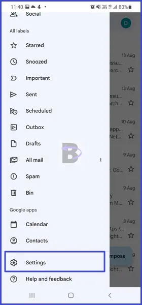 Samsung S21 Emails Not Syncing - How to Fix 1 Gmail settings